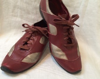 Maroon & Silver 90's Spectator Shoes by Kenneth Cole Women's Size 7 1/2 M