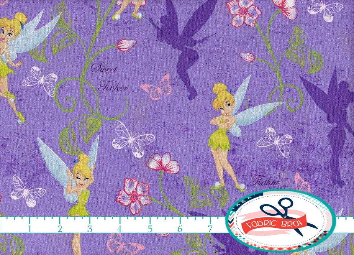 TINKERBELL Fabric by the Yard Fat Quarter DISNEY FAIRY Fabric