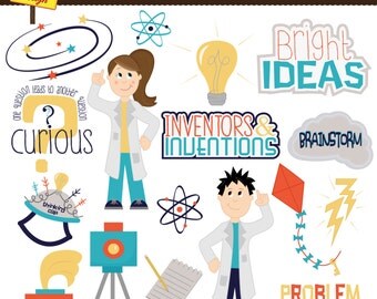 Science Clip Art - Inventors - Inventions - Cute Digital Clipart - INSTANT Download