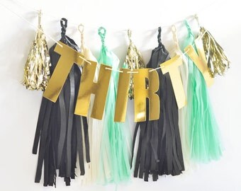 Happy 30th Birthday Banner - 30th Birthday Party Decor Ideas - 30th Birthday For Him - Dirty Thirty- DIY Tassel Garland KIT (EB3085+3086)