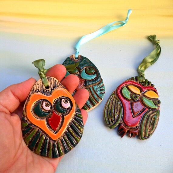 christmas owl ornaments 3 ceramic christmas ornaments set christmas owl ornaments 3 ceramic christmas ornaments set