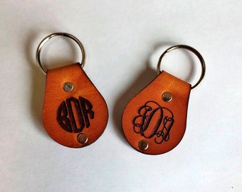 Leather keychain monogrammed
