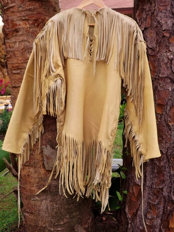 Mens Fringed Leather Shirt Native American by SpottedEagleArt