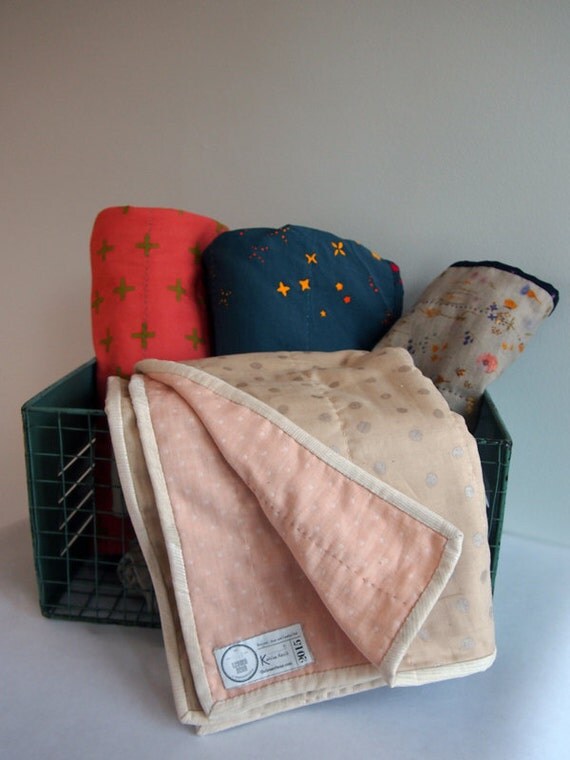 SALE Japanese Double Gauze Blanket/ Pink Polka Dot Blanket/