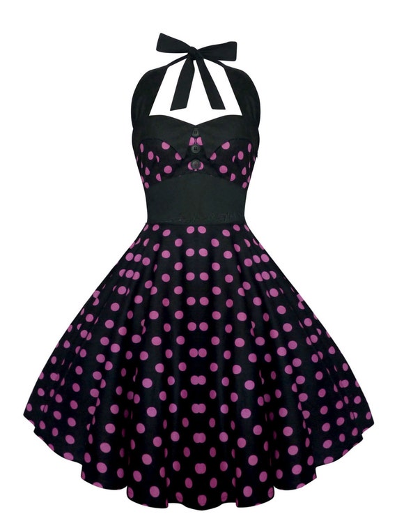 Rockabilly Dress Polka Dot Dress Pin Up Dress Black Gothic