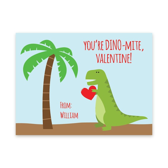 PRINTABLE Dinosaur Valentine Card Dinosaur by nickwilljack