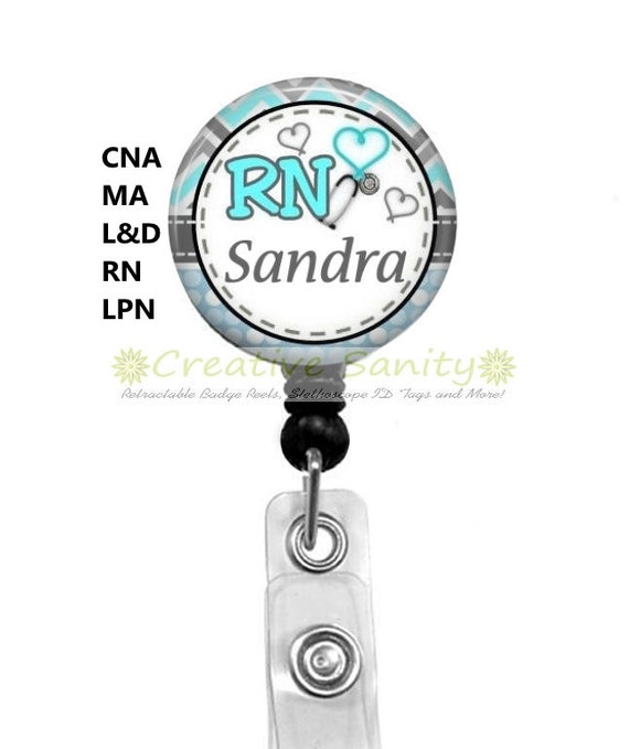 Items similar to Personalized Nurse Retractable ID Badge Holder, Blue