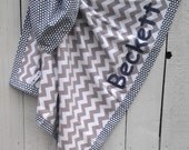 Baby Boy Blanket Personalized Grey Chevron Navy and White Dot 38" X 38" Soft Flannel Baby Shower Gift Idea Baby Boy Blanket Personalized Grey Chevron Navy and White Dot 38" X 38" Soft Flannel Baby Shower Gift Idea