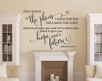 Bible Verse Wall Decal - Christian Wall Decal - Family Wall Decal - Jeremiah 29:11 - Wall Decal - Bible Verse - Christian Wall Decor