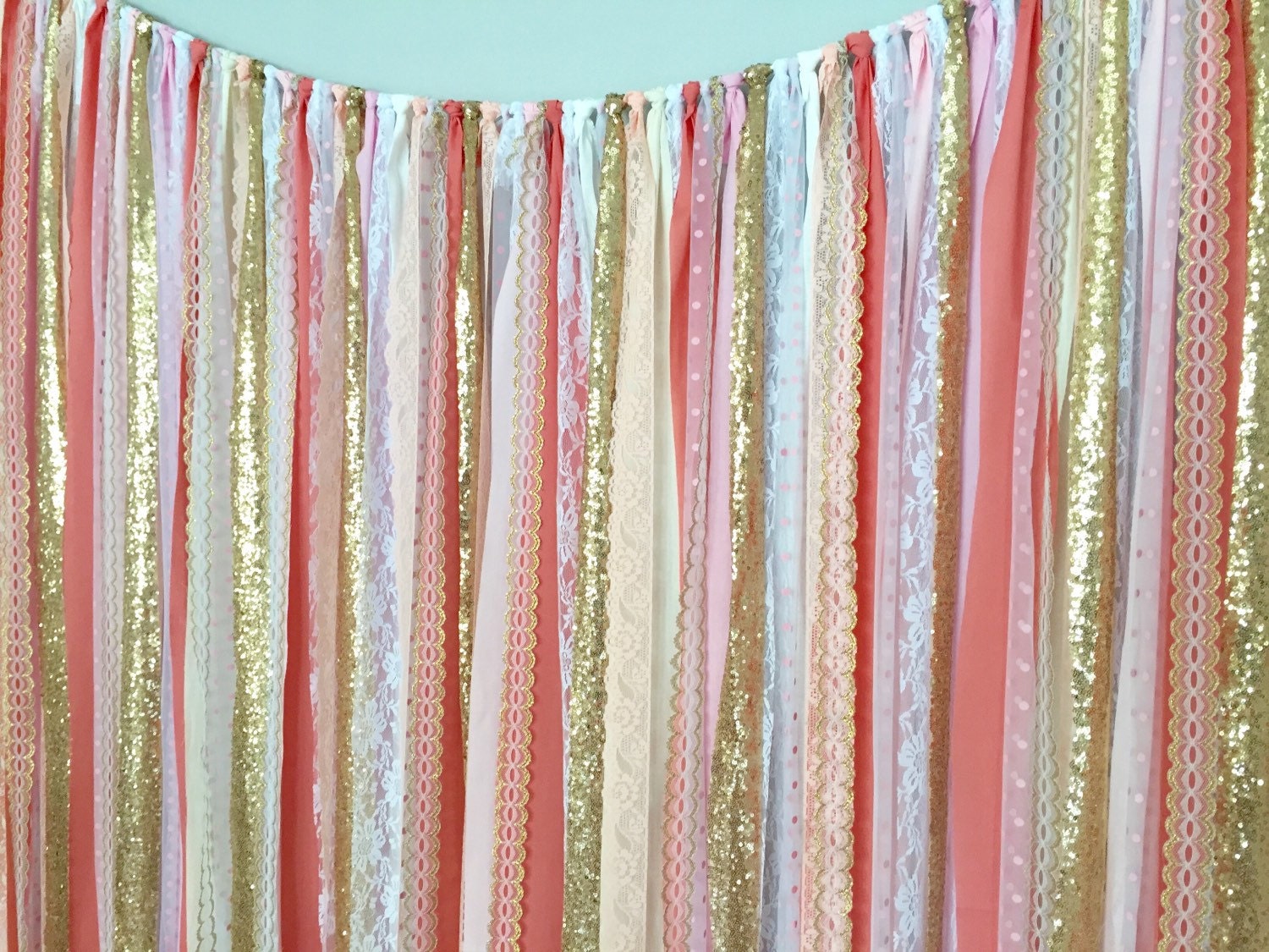 shower for backdrop baby Sparkle & Sequin Gold Fabric Pink ohMYcharley Coral Backdrop by