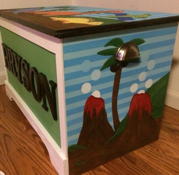 Personalized hand painted Dinosaur toy box Etsy