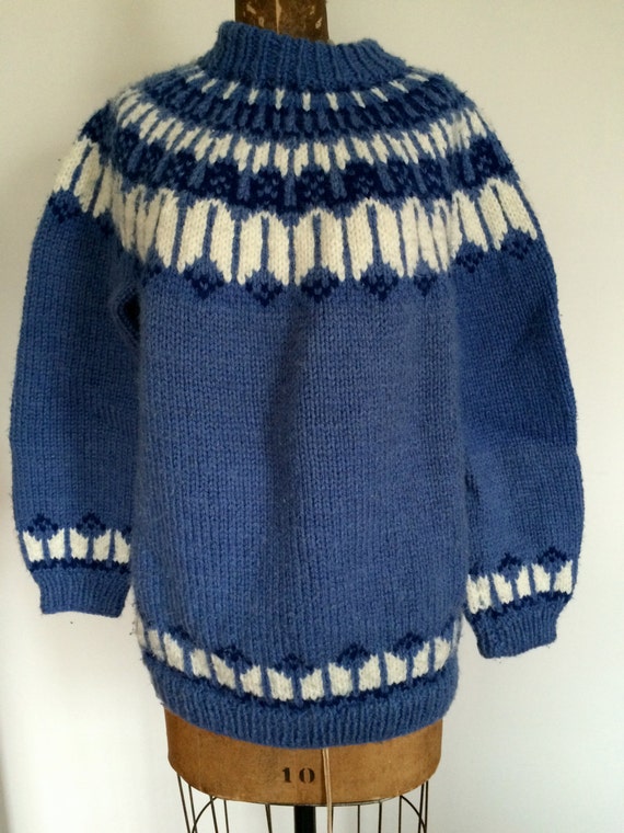Hand Knit WOOL SWEATER Nordic Design by BrocanteBedStuyHOMME