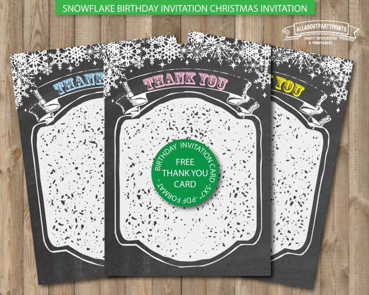 Snowflake Birthday Invitation Card by AllAboutPartyPrints on Etsy