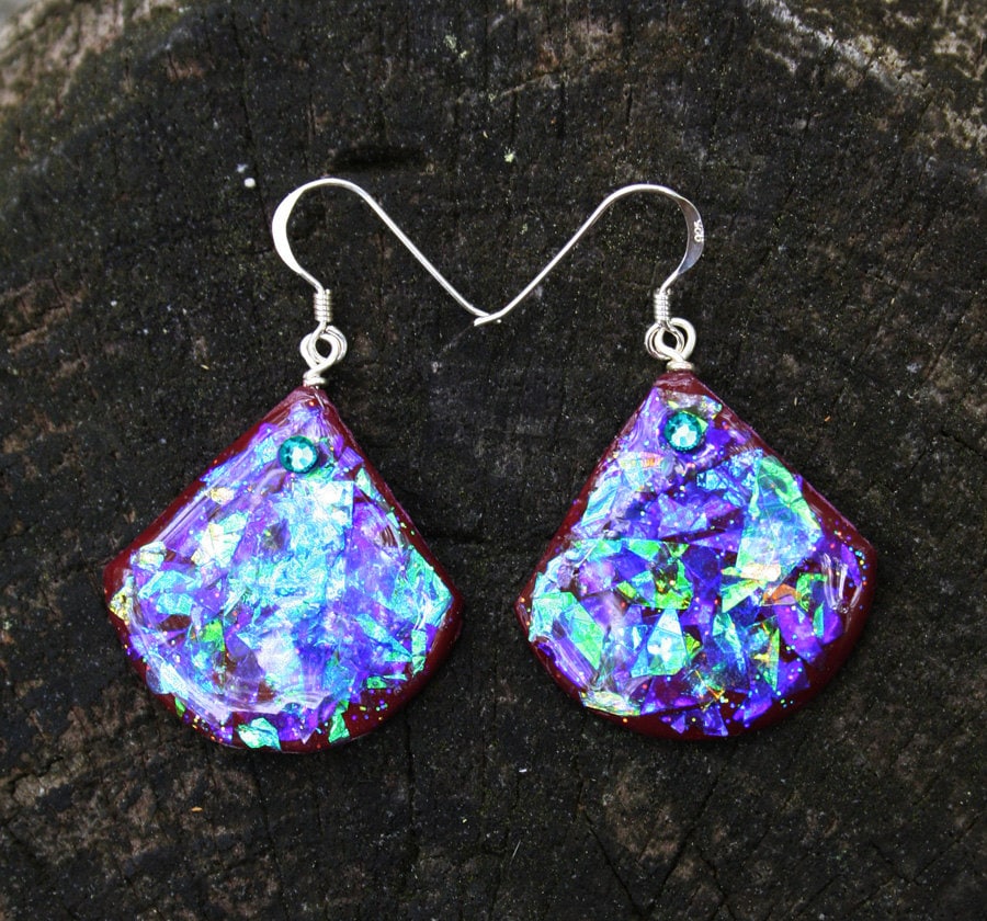 Rich Purple Synthetic Opal Drop Earrings with by OrneryPonyStudio