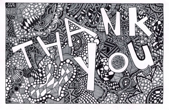Unique 11 Zentangle Thank You Card