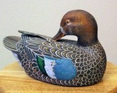 Woodcarved Female Blue Winged Teal Duck; Handcrafted Teal Duck; Wood carved Duck; Handcrafted Duck Woodcarved Female Blue Winged Teal Duck; Handcrafted Teal Duck; Wood carved Duck; Handcrafted Duck