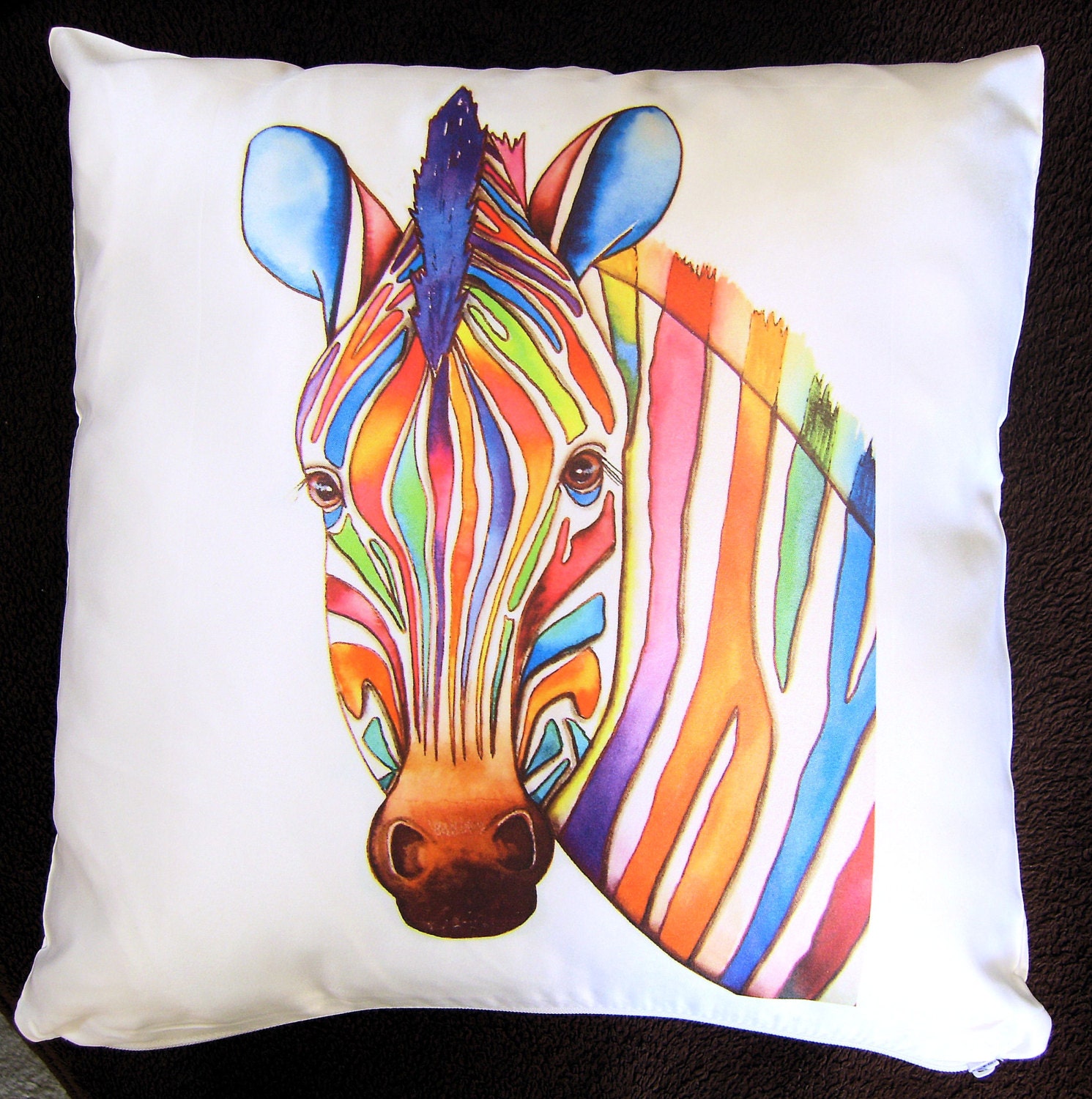 Satin ZEBRA Cushion Cover printed with a vibrant by Vivaci