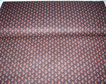 VIP A Patch in Time,brown fabric with rust and orange flowers and white leaves,vintage,by the yard