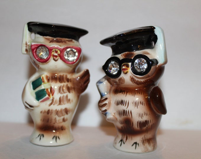 Salt and Pepper Shaker Set Lefton's Graduation Owls