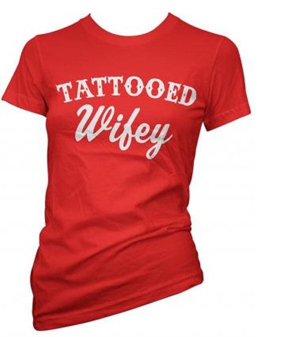 Tattooed Wifey Adult Short Sleeve Tee Shirt By Vinyldecalshoppe