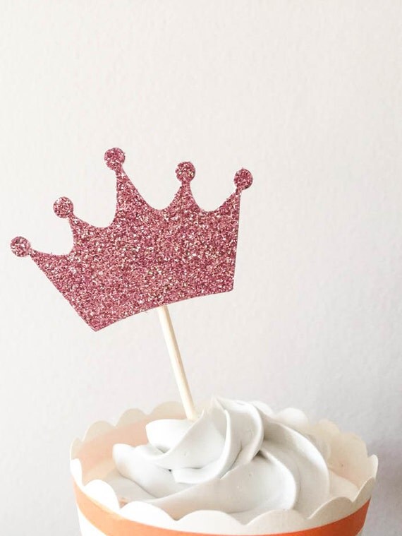 12 Sparkly Tiara Cupcake Toppers / Crown cupcake toppers