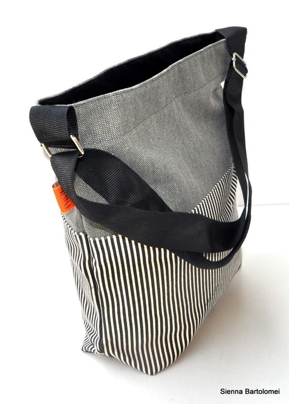 Quality New Zealand canvas shouldersling bag gray with stripe, Canvas ...