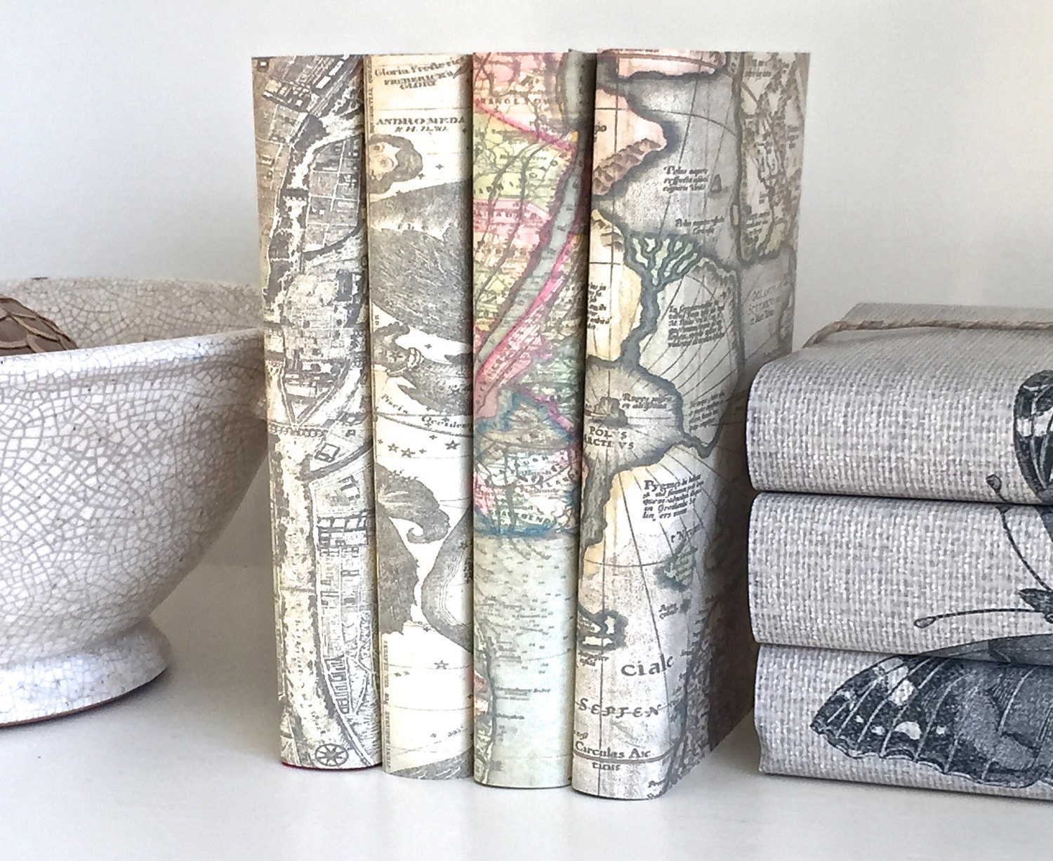 Uncategorized Book Decor book decor decorative books with vintage maps covers