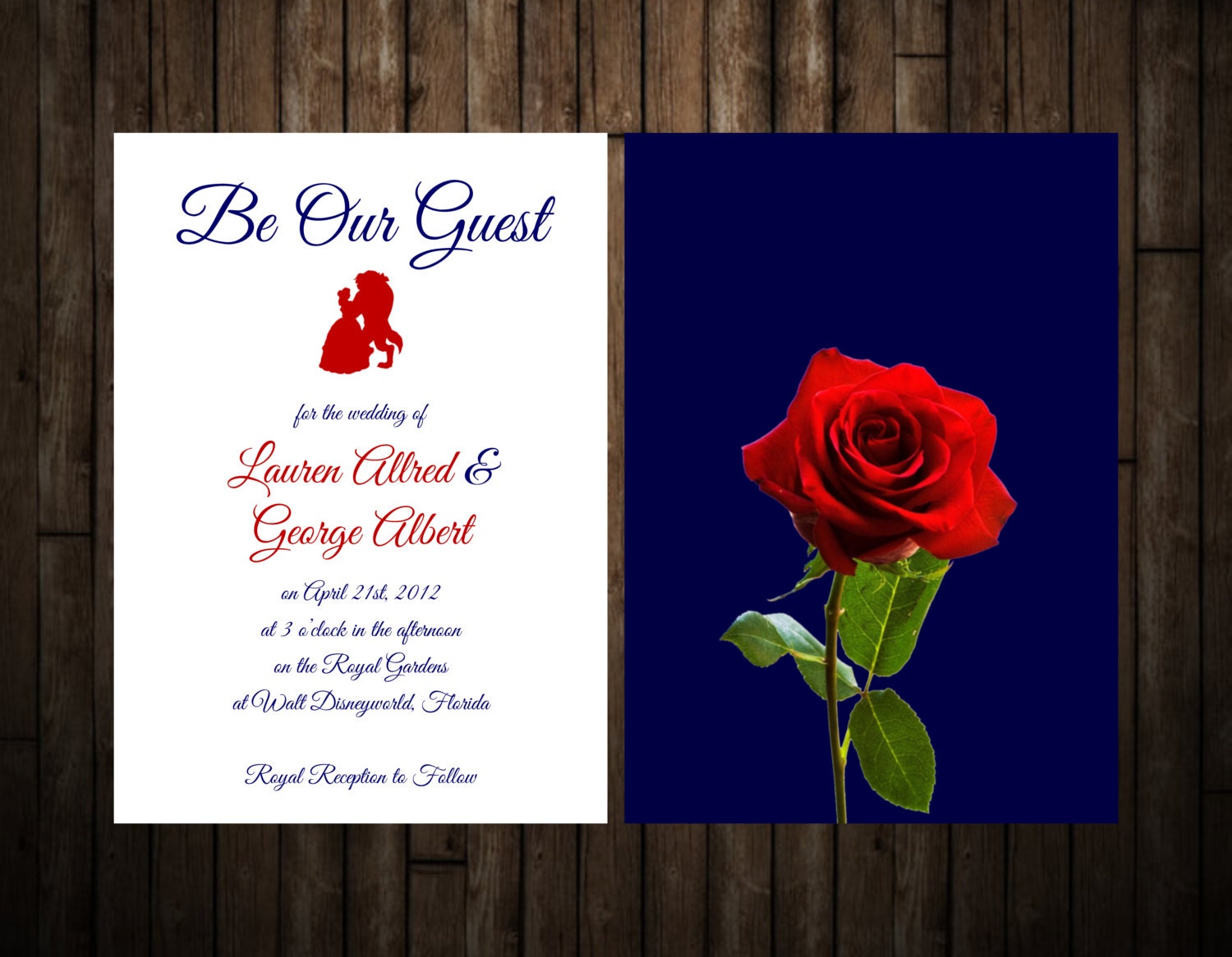 Beauty and The Beast Wedding Invitation by StationeryByLaly