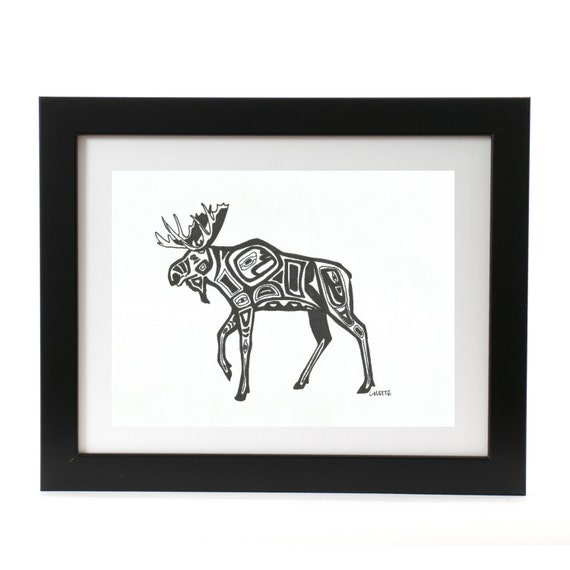 Items similar to Alaskan Moose, Tribal Style, digital print, Zentangle ...