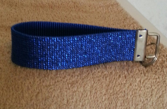 Sparkly Colbalt Blue Metallic Webbing  Key Fob