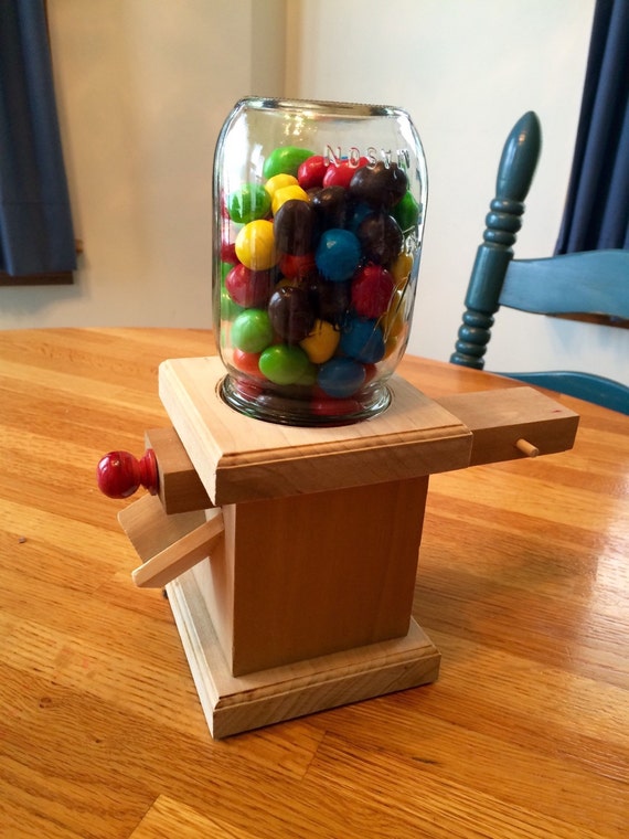 Mason Jar Candy Dispenser Gumball Machine by MasonDixonAndDime