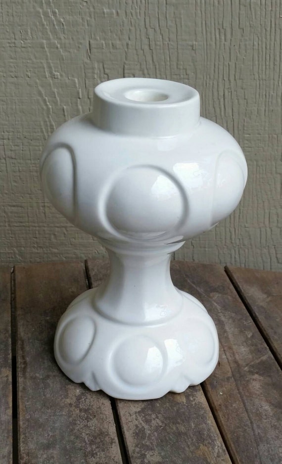 Items similar to Vintage White Ceramic Retro Mod Candle Holder on Etsy