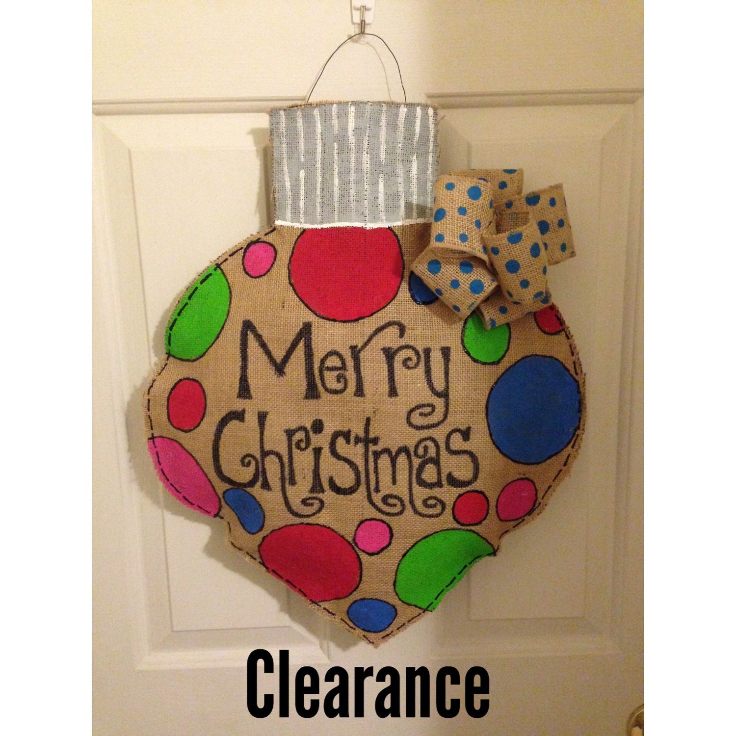 CLEARANCE Burlap Door Hanger Christmas Ornament. by TheFabFox