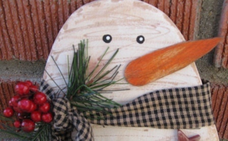 Country Snowman, Primitive Winter Wall Hanging, Wood Christmas Door Greeter, Cabin Decor, Rustic Mantel Display