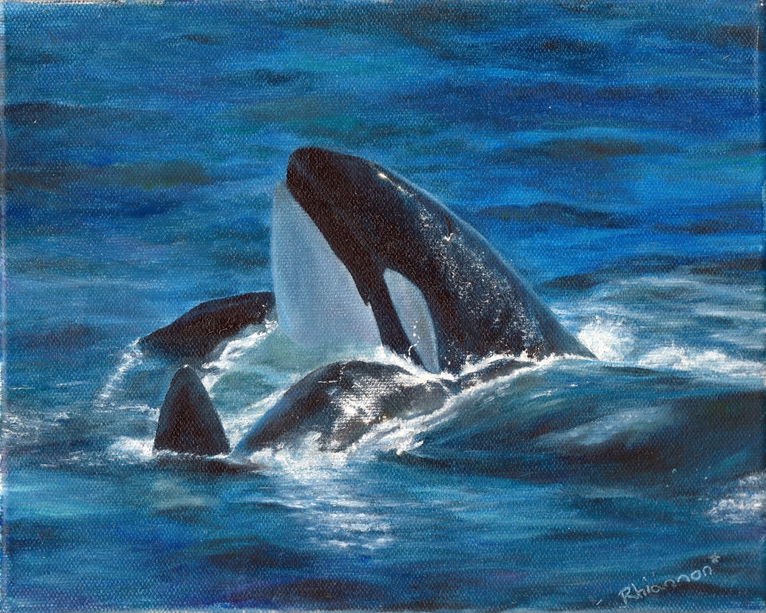 Pretty Whale Original Oil Painting on gallery by GiggleGoddessart