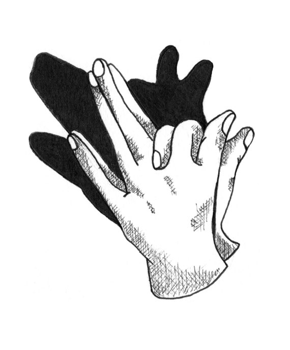 hand drawn shadow puppet by DearKaticus on Etsy