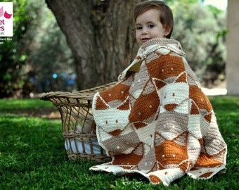 Crochet Baby Blanket Pattern, Fox Baby Blanket Pattern, fox afghan pattern, fox baby shower, unisex baby blanket, Instant PDF Download
