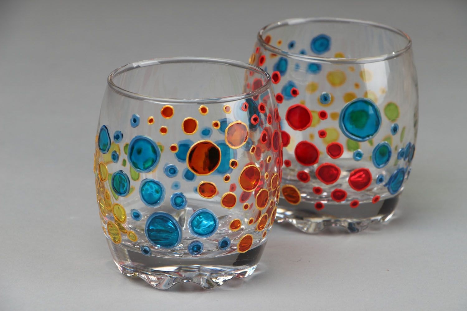 Set of painted glasses by ColorfulDishWare on Etsy
