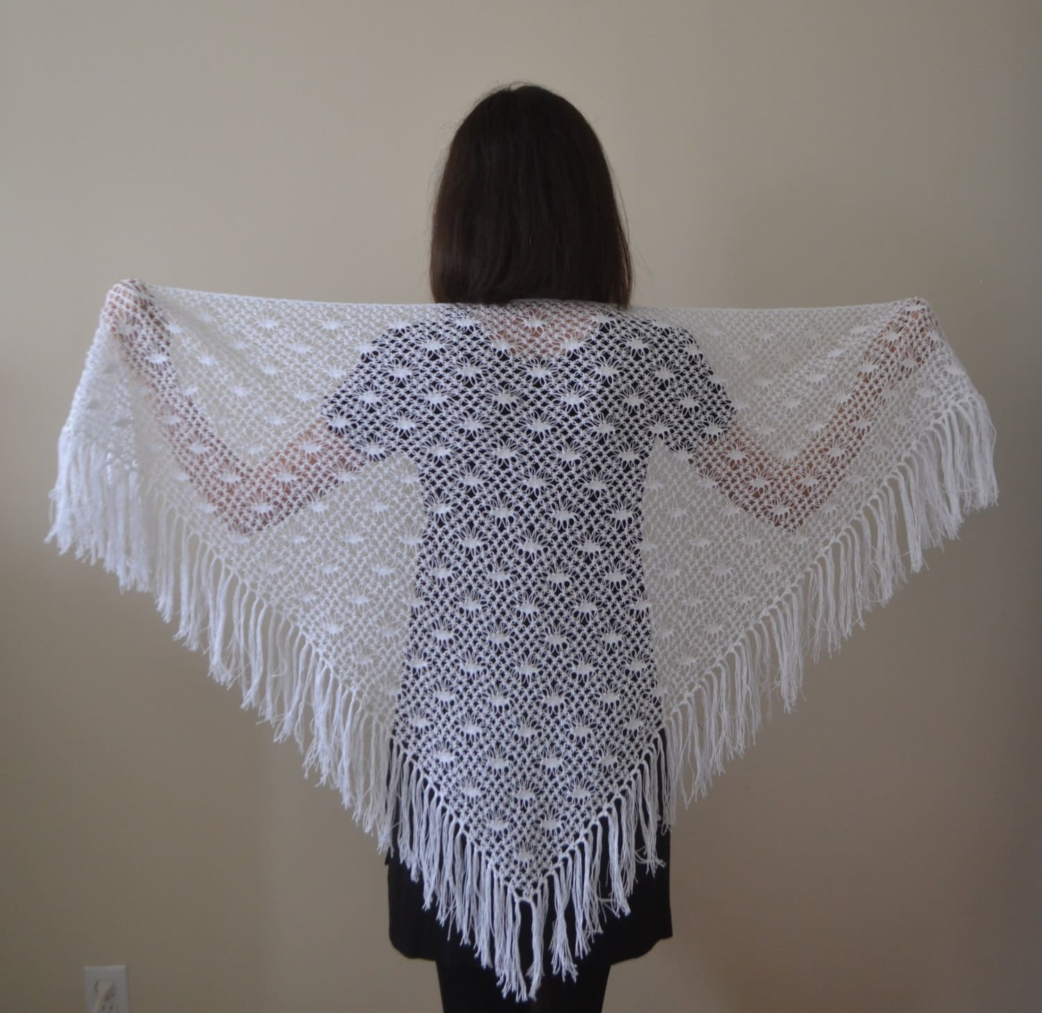 Cotton Crochet White Shawl Cotton Wedding Shawl Bridal