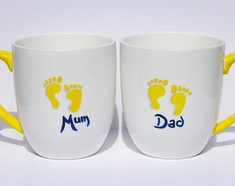 MUM & DAD mugs - New Baby gift (Hand-painted)