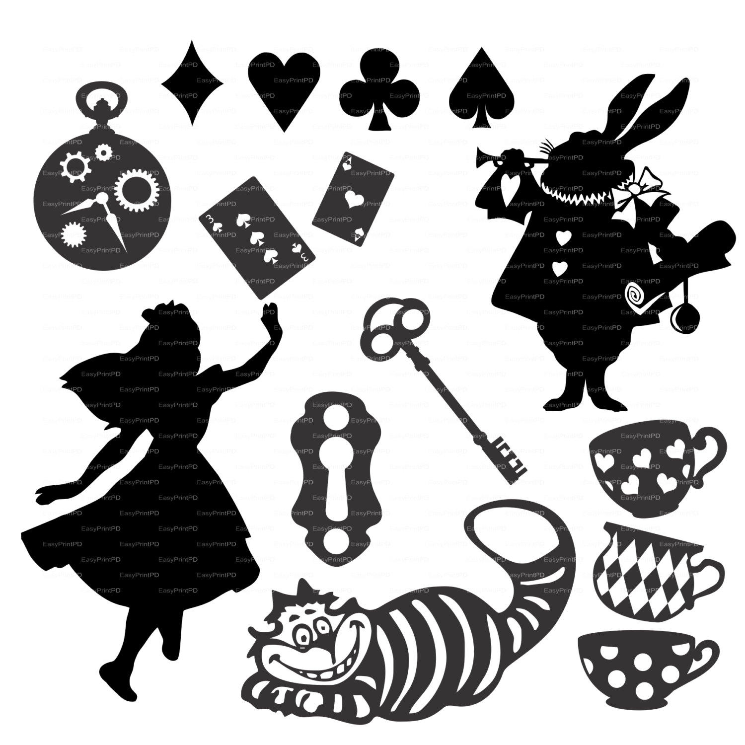 Download Alice in Wonderland Vectors Overlay svg dxf ai by EasyCutPrintPD