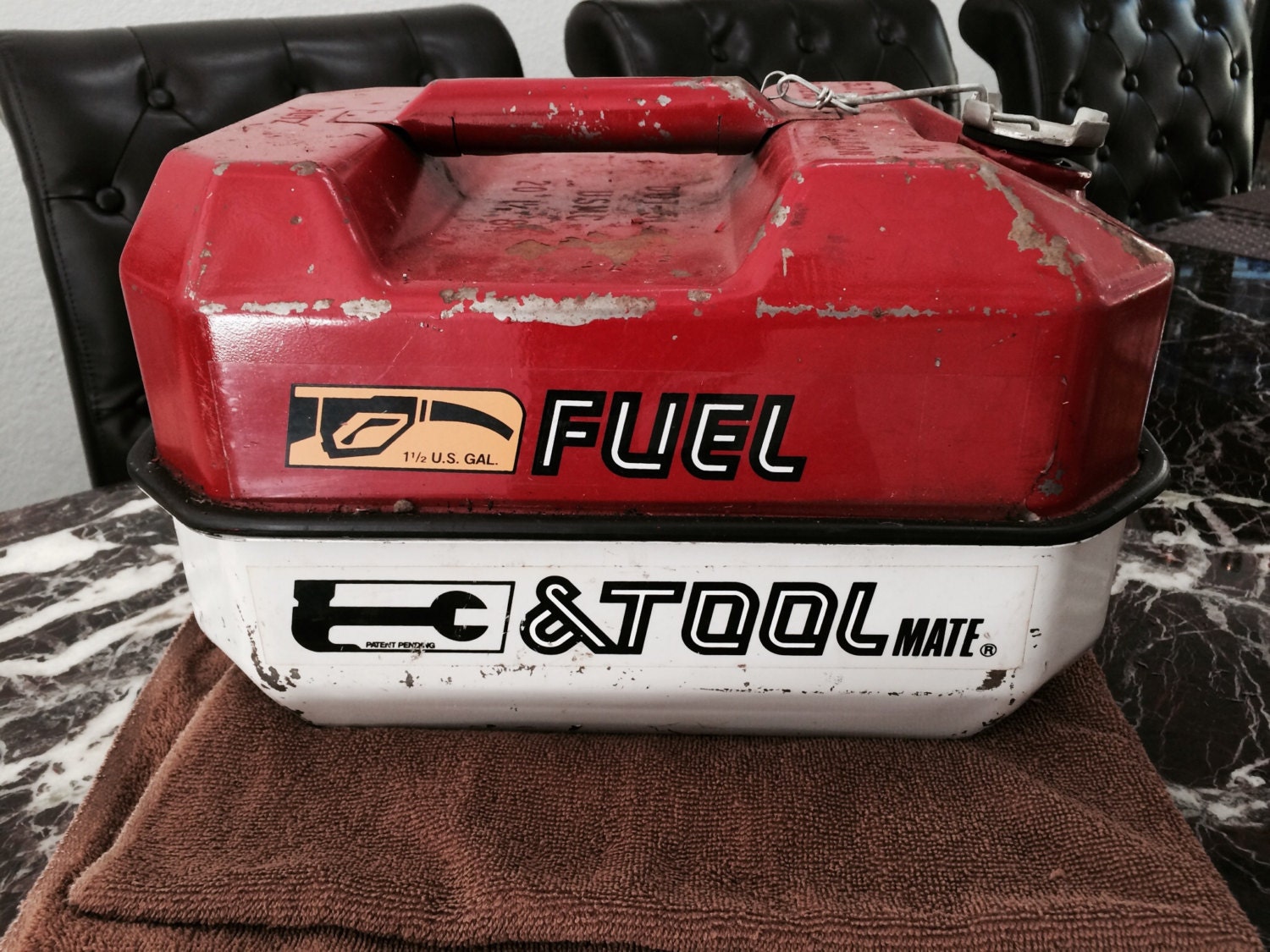 Vintage Blitz Fuel & Tool Mate gas can and tool box