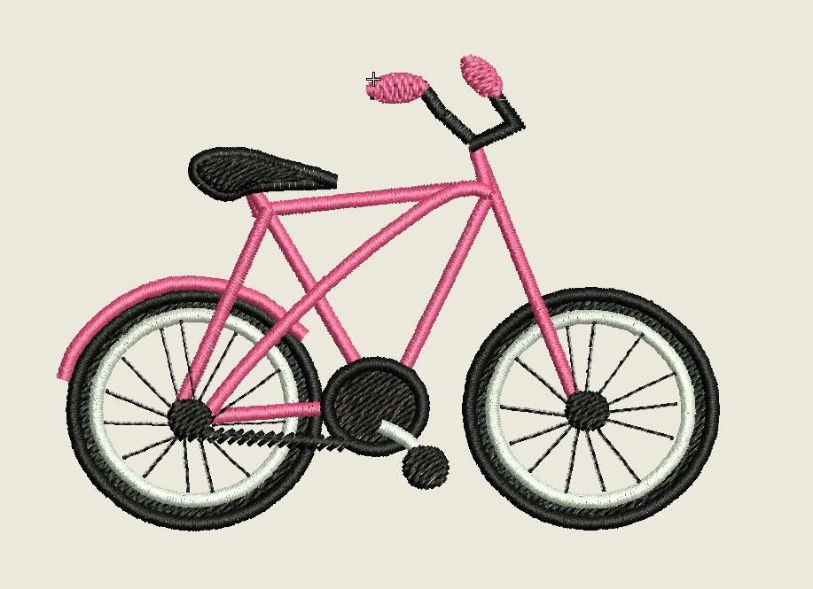 Bike Embroidery Design Pink Bike Cruiser Embroidery