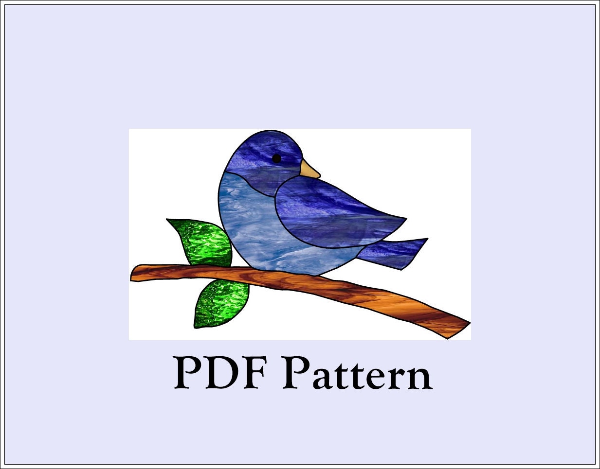 Stained Glass Pattern Bird on a branch 7 3/4 by LivingSunGlass