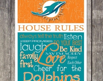Miami Dolphins House Rules 4x4.1/2 Fridge Magnet