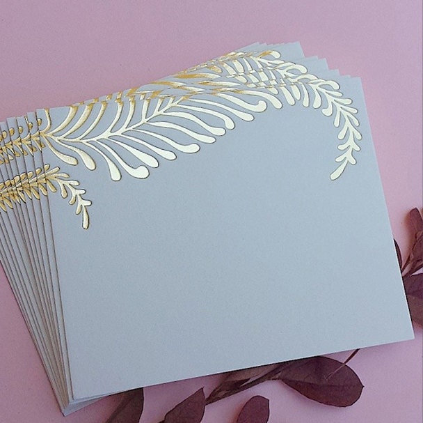 Gold Foil Note Cards Gold Foil Stamped on Thick Cotton Paper
