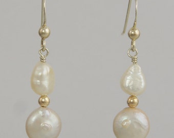 Coin Pearl Drop Earrings