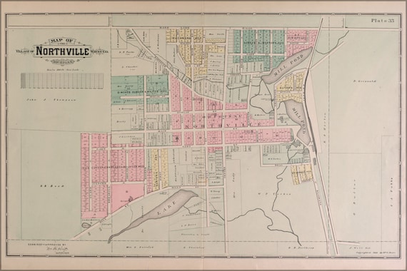 24x36 Poster Map Of Northville Michigan 1891