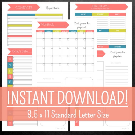 Printable Planner Pages Mini DIY Planner by DixieDesignStudio