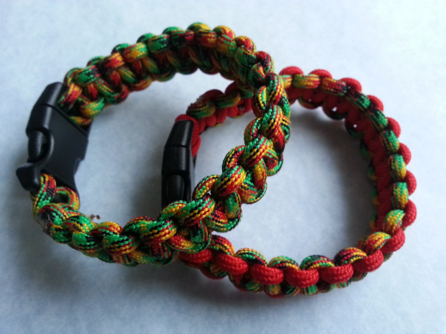 Jamaican paracord bracelet red paracord hippy paracord